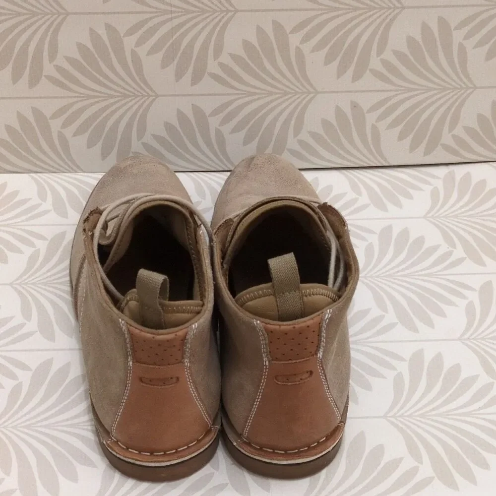 Steve Madden Beige Leather Lace-Up Chukka Ankle Boots Round Toe Men's US 9.5 M